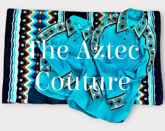 Western Matching Rail Outfit for Youth & Women with Matching Blanket (Teal Base)