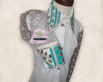 Chemise De Spectacle Western Rodeo Queen Avec Coussin De Selle Assorti - Custom Inde