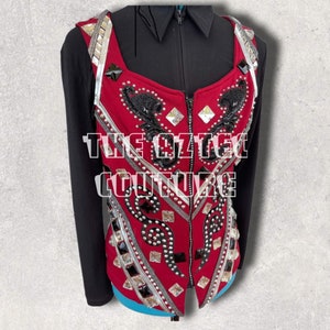 Western Custom Rodeo Queen Women Show Vest With Matching Black Stretchable Shirt