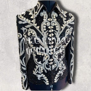 Western Custom Rodeo Queen, Showmanship, Horsemanship , Western Pleasure Black Base , Silver Accents Women Rail Jacket