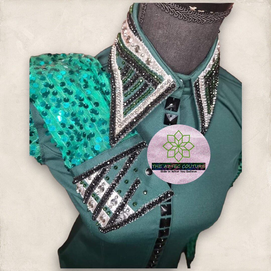 NEW Western Competition Horse Riding Show Wear Shirt (sheer Sleeve ...