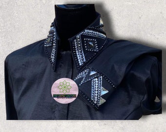 Zwart tafetta-weefsel western rail showshirt dames