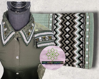 Western Custom Rodeo Queen, Showmanship, Horsemanship, Western Pleasure Show Shirt (Sheer sleeve pattern may vary as per availibity)