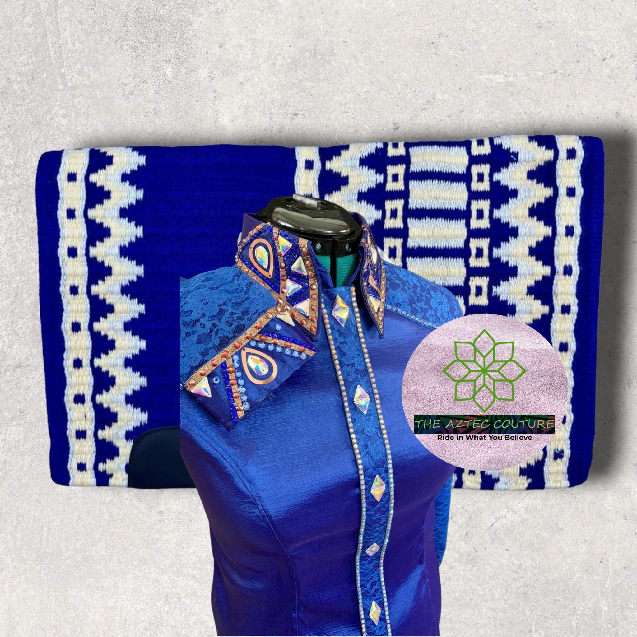 Western custom Rodeo Queen Showmanship Horsemanship Women Show Shirt(Sheer Sleeve pattern may vary as per availibilty) with Matching Pad