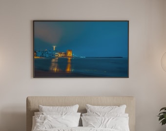 Photography of Montalbano's house at night, HD DIGITAL DOWNLOAD, wall poster, home decoration, wall art, drypoint Ragusa Sicily