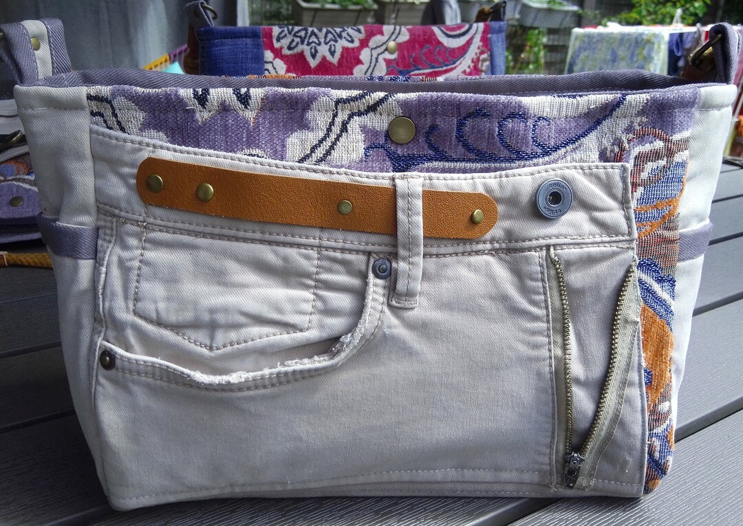 Sac cabas en jean recyclé thème cowboy - Un grand marché