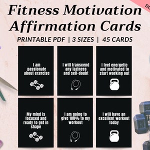 Fitness Motivations-Affirmationskarten | Druckbar | Selbstpflege Karten | Gym Motivation | Abnehmen Motivation | Tägliche Fitness-Erinnerung