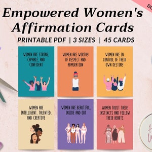 Empowered Women's Affirmationskarten | Digitaler Download | Selbstpflege für Frauen | 45 Karten | Empowering Women | Druck zu Hause | Manifestierte Kraft
