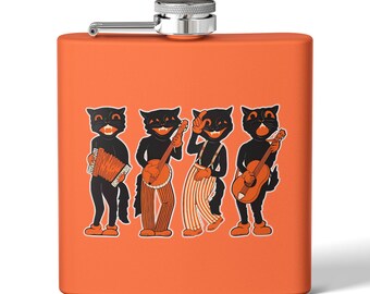 Black Cat Band, Stainless Steel Flask, 6oz