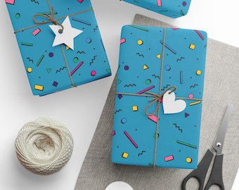 Retro 80er Jahre Geschenkpapier: Funky Geometrisches Design