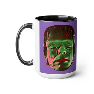 Frankenstein&#39;s Monster, Vintage Boris Karloff, Large Two-Tone Coffee Mugs, 15oz