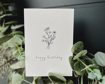 happy birthday / Postkarte A6 / minimalistische Geburtstagskarte