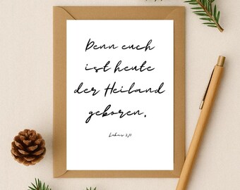 Christliche Weihnachtskarte / Denn euch ist heute der Heiland geboren