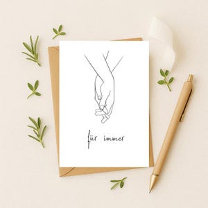 Karte zur Hochzeit / Wedding Card / standesamtliche Hochzeit / Für immer / Hand in Hand