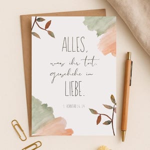 christliche Karte / Bibelverskarte / Jahreslosung 2024 / Postkarte A6 / Alles, was ihr tut, geschehe in Liebe / 1. Korinther 16,14