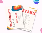 Groovy Wavy Itinerary, Canva Template, Bachelorette or Girls Trip Party Supplies