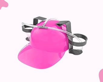 Beverage Helmet, Pink and Gray, Party Favors, Bachelorette or Girls Party Supplies