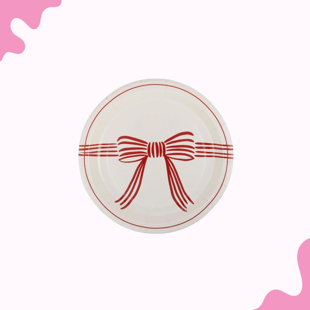Mary Square Plate Appetizer Set of 4 Red Bow main image 0