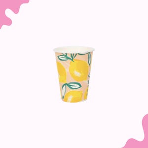 Citrus Cups, Bachelorette Party Tableware, Lemon Theme Cups, Orange Theme Cups, Tropical Citrus Drinkware, Paper Tableware, Party Supplies