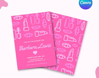 Self Care Spa Einladung, Canva Template, Bachelorette oder Girls Night Party Accessories