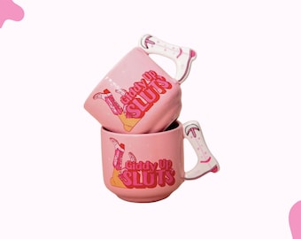 Giddy Up Sluts Espresso Cup, Novelty Cowgirl Mug, Bachelorette Party Favor