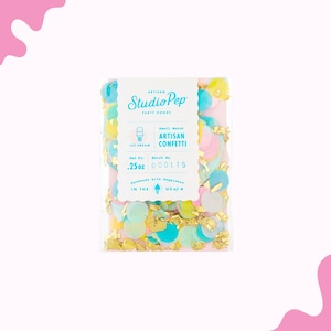 Confete de sorvete, confete artesanal prensado à mão para despedida de solteira, viagem de amigas, festa de aniversário, tecido feito nos EUA e mistura metálica
