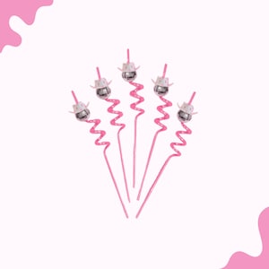 Disco Cowgirl Straws, Swirly Pink Straws Bachelorette Party Gift, Bride to Be Accessory, Fun Bridal Shower Favors