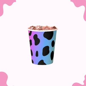 Bicchieri leopardati arcobaleno, Lisa Frank, bicchieri di carta per addio al nubilato, stoviglie di carta con stampa animalier, bicchieri per serate tra ragazze, articoli per feste