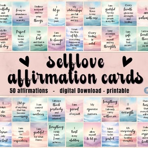Selbstliebe Affirmationskarten für Erwachsene auf Englisch Positive Affirmationen Achtsamkeitskarten Selbstbewusstsein stärken PDF Übungen