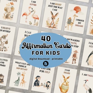 Affirmationskarten für Kinder zum Ausdrucken 40 Positive Affirmationen Achtsamkeit Karten Selbstbewusstsein stärken Mutmachkarten Kinder PDF