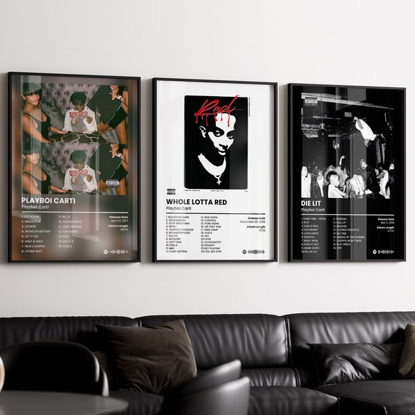 Playboi Carti Cover Poster Set of 3, Rap Classics Poster, Hip Hop Poster, Cover Art Print, Music Wall Print, HypeBeast Poster, Album Print