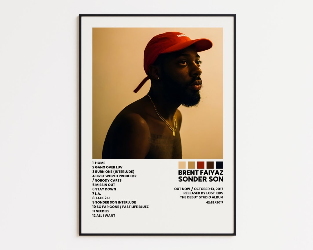 Brent Faiyaz Cover Poster, Sonder Son Album Wall Print, Tracklist ...