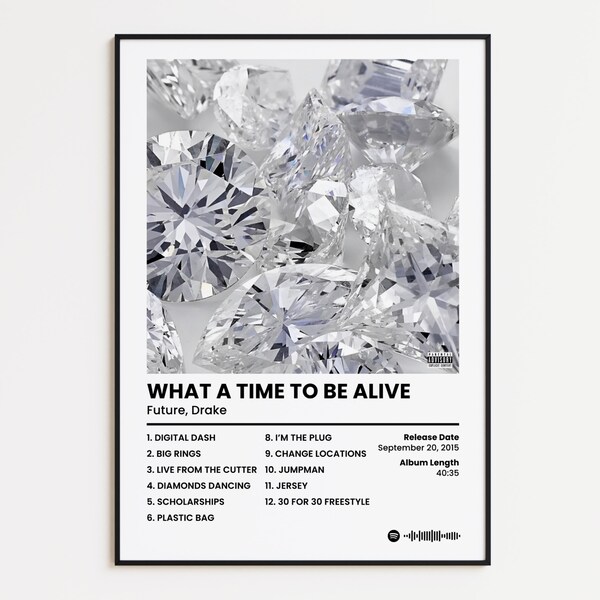 Future Cover Poster, What A Time To Be Alive Poster, Drake Rap Poster, Hip Hop Wall Art, Album Print, HypeBeast Poster, Tracklist Poster