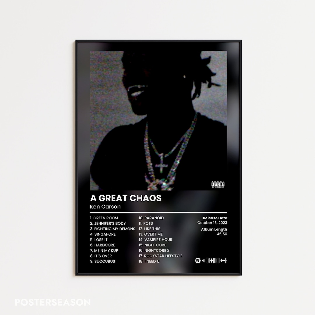 Ken Carson Album Poster, A Great Chaos Album Cover Print, Tracklist Poster, Rap Poster, Cover