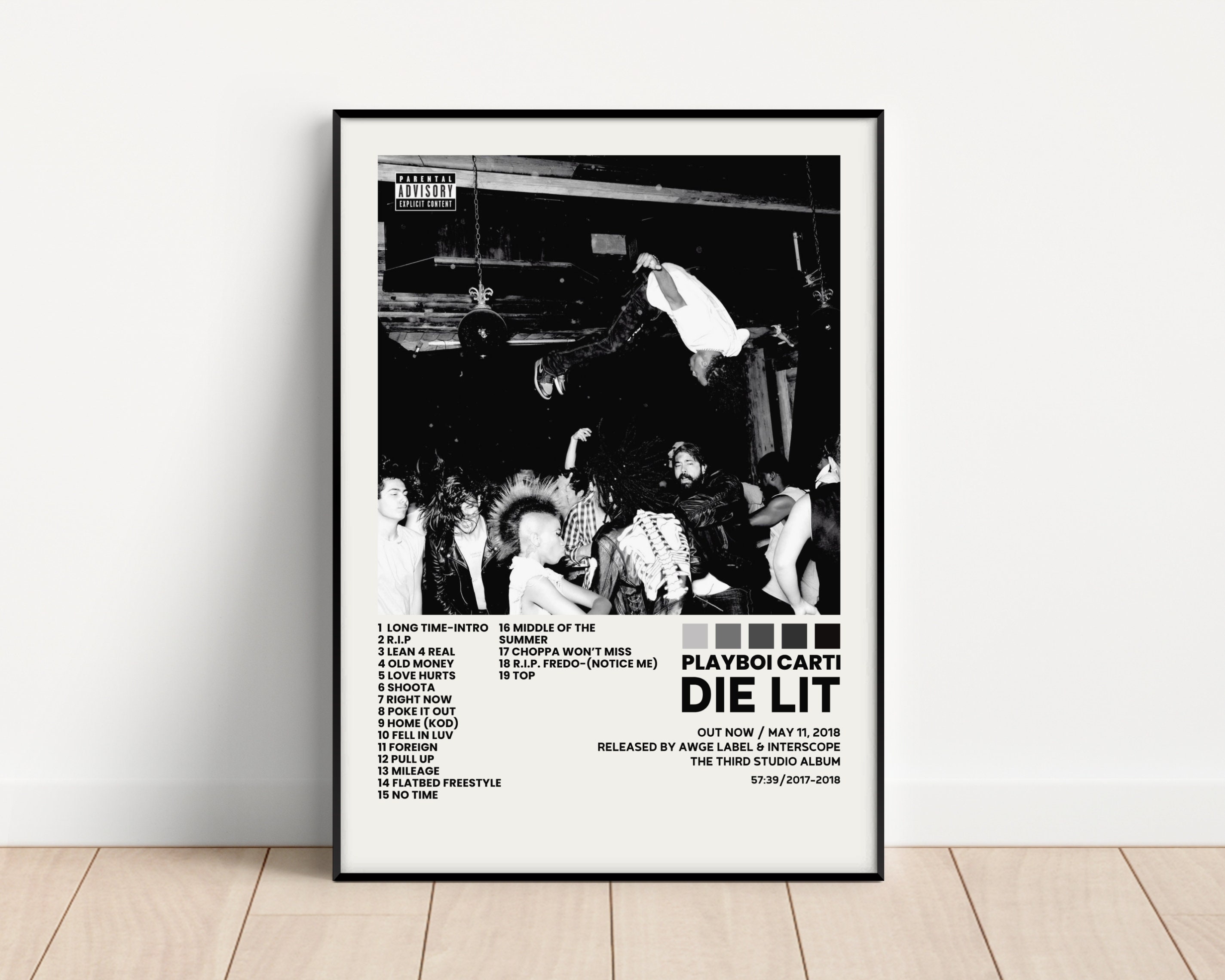 Playboi Carti Cover Poster, Die Lit Album Wall Print, Tracklist Poster