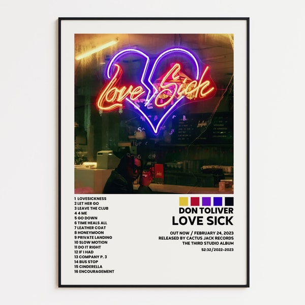Don Toliver Cover Poster, Love Sick Album Wall Print, Tracklist Poster, Rap Classics Poster, Cover Art Poster, Hip Hop Poster