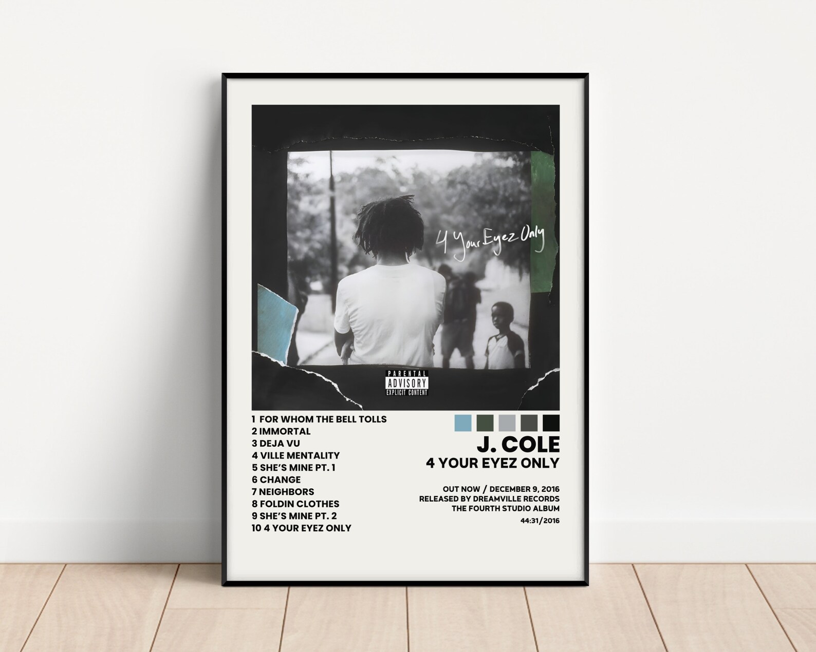 J. Cole Cover Poster, 4 Your Eyez Only Album Wall Print, Tracklist ...