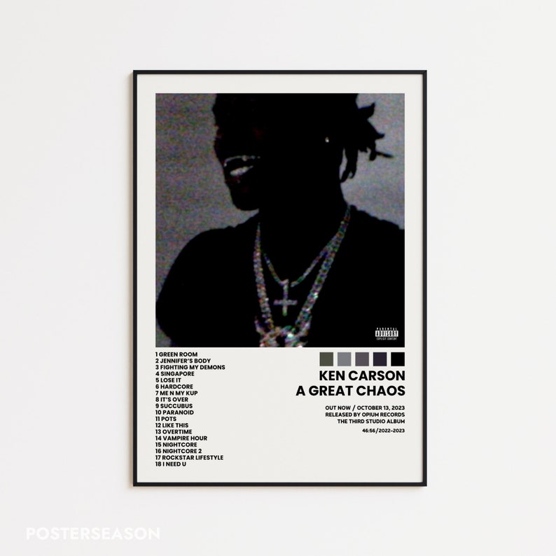 Ken Carson Album Poster, A Great Chaos Album Cover Print, Tracklist Poster, Rap Poster, Cover