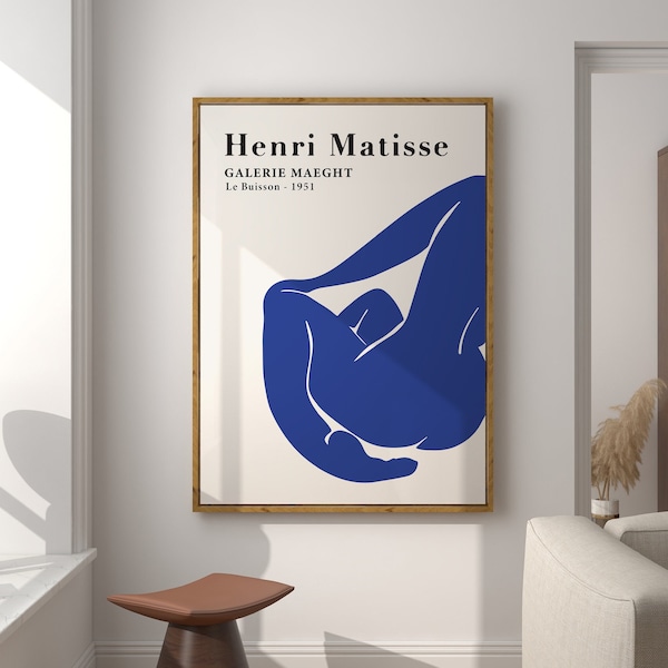 Henri Matisse Print, Mid Century Modern, Exhibition Poster, Matisse Prints, Printable Wall Art, Downloadable Print, Navy Blue, Museum Poster