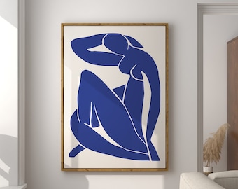 Henri Matisse Nu Blue, Woman Body Line, Art Féminin, Idée Cadeau, Déco Chambre Moderne, Art Mural Minimaliste, Style Scandinave