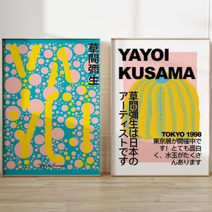Yayoi Kusama Print, Set of 2 Prints, Yayoi Kusama Pumpkin, Yayoi Kusama Poster, Digital Download, Japanese Art, Exhibition Poster