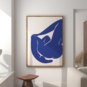 Henri Matisse Nu Blue, Woman Body Line, Female Art, Gift Idea, Modern Room Decor, Minimalist Wall Art, Scandinavian Style