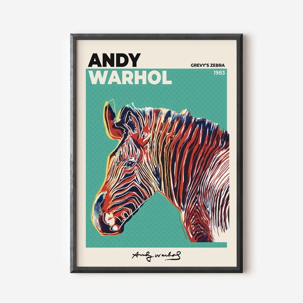 Andy Warhol Print, Andy Warhol Poster, Museum Poster, Exhibition Print, Pop Art Wall Art, Zebra Poster, Trendy Prints, Digital Prints