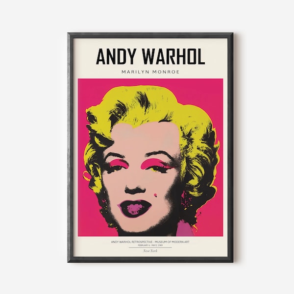 Andy Warhol Print, Andy Warhol Poster, Museum Poster, Exhibition Print, Pop Art Wall Art, Marilyn Monroe Poster, Trendy Prints