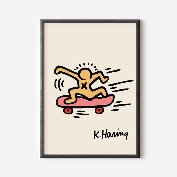 Keith Haring Print, Keith Haring Poster, Exhibition Poster, Printable Wall Art, Famous Artists, Digital Download, K Haring Prints