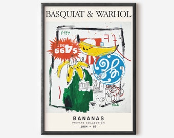 Basquiat en Warhol print, tentoonstelling poster, trendy poster, popart, wanddecoratie, afdrukbare muurkunst, digitale download, hoge kwaliteit print