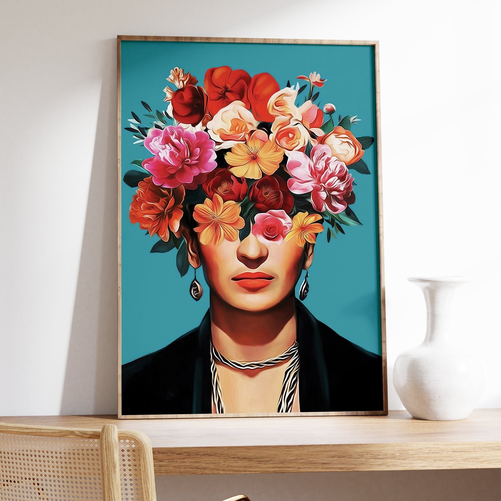 Frida Kahlo Floral Print, Frida Kahlo Poster, Frida Kahlo Art, Frida