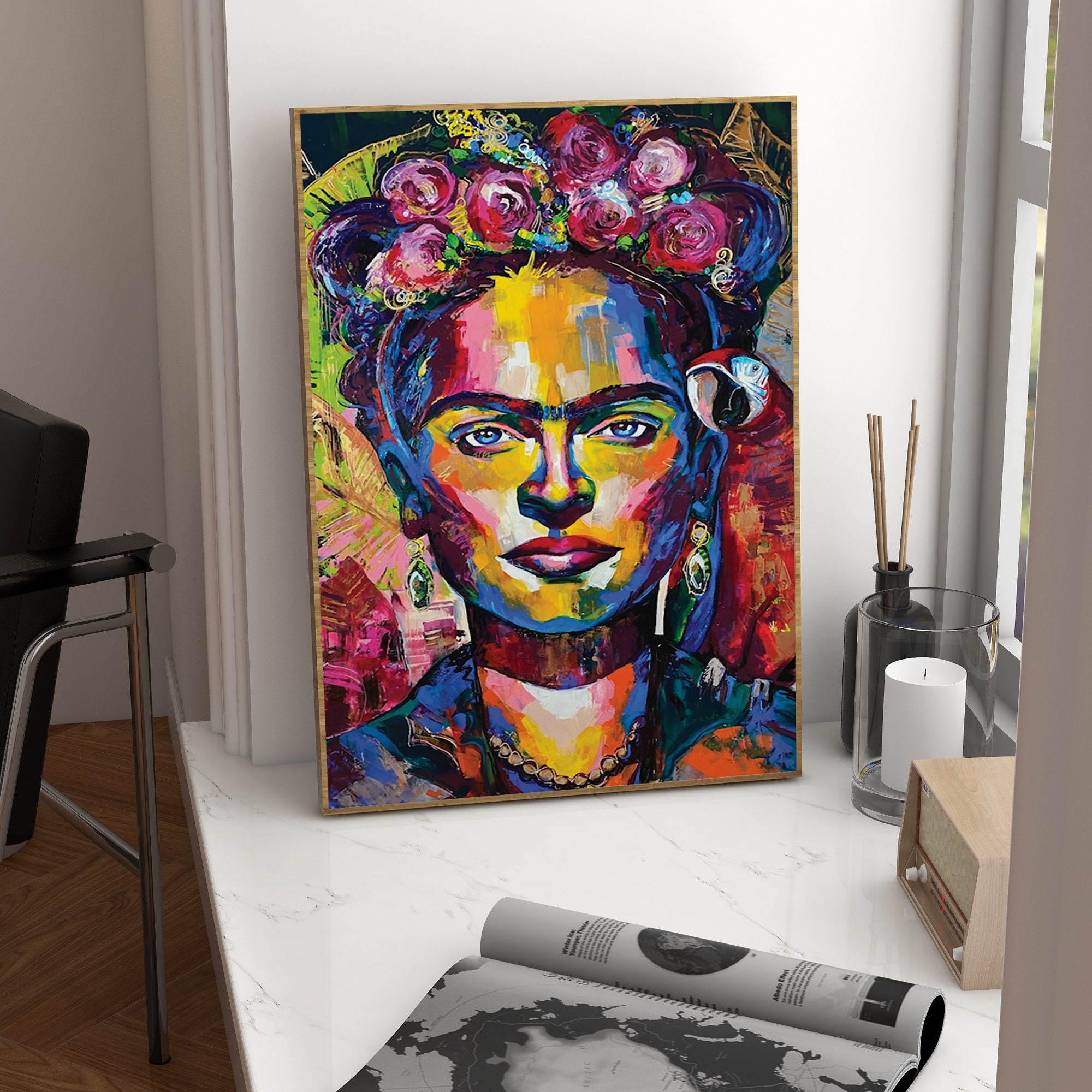 Frida Kahlo Floral Print, Frida Kahlo Poster, Frida Kahlo Art, Frida
