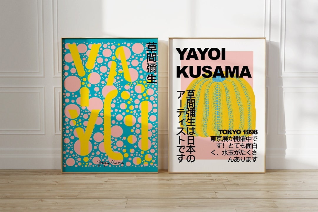 Yayoi Kusama Print, Set of 2 Prints, Yayoi Kusama Pumpkin, Yayoi Kusama