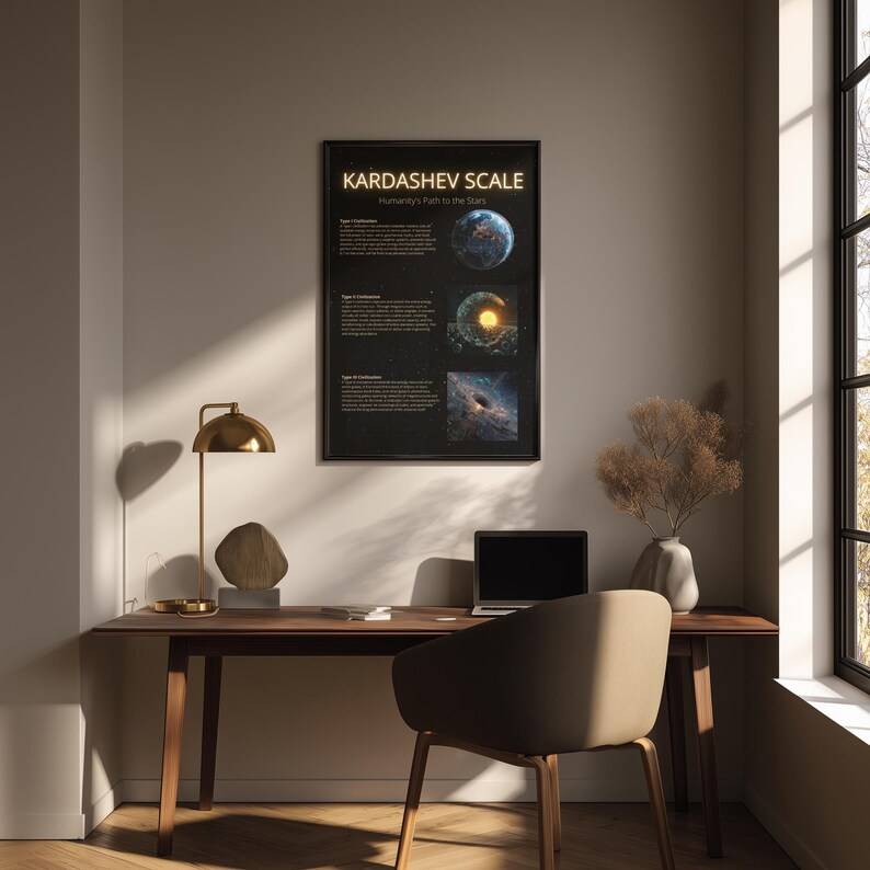 Kardashev Scale Framed Poster | Type I II III Civilization Levels ...